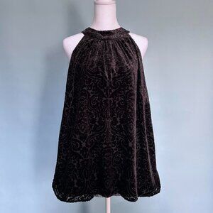 Nwt Loft Black Velvet Halter Sleeveless Flowy Top sz 16P